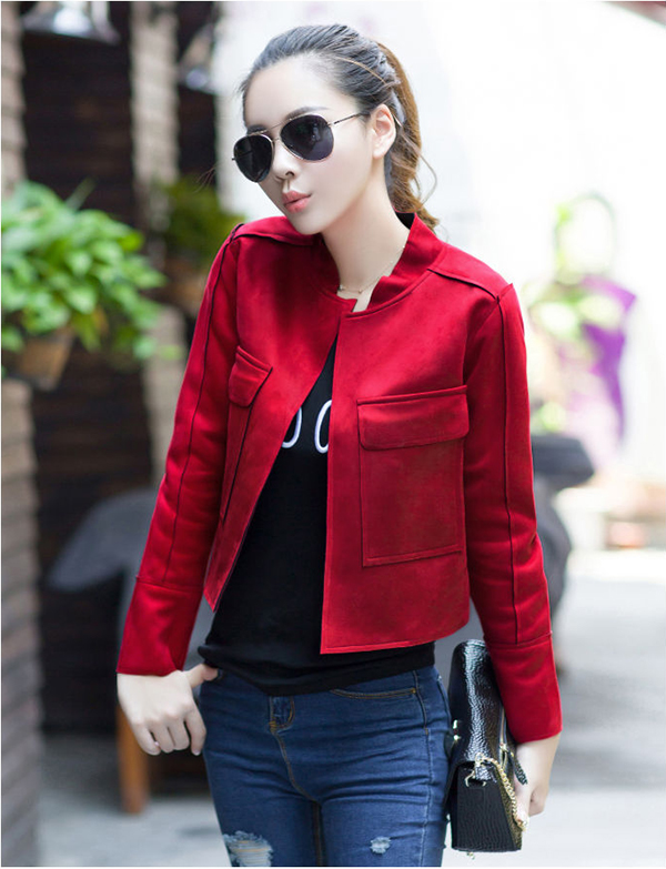 áo khoác nữ da lộn màu đỏ
